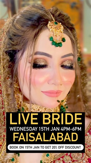 Luxe bridal Salon on Instagram: "Visit us on 15th Jan to see live bride and get 20% off Bookings till April 2025 are open Fatima Tower, behind mediacom, beside bank Alfalah kohinoor Kindly contact on 03242022234"