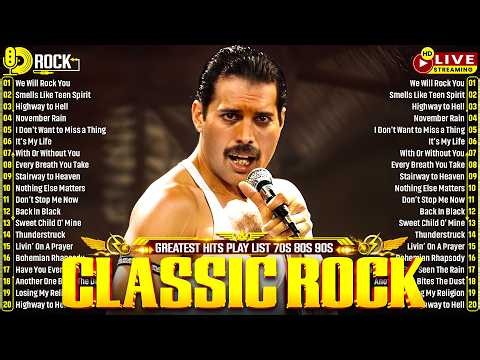 Top 100 Classic Rock Songs 70s 80s 90s ⚡ Queen, Guns N' Roses, Metallica, AC/DC, Aerosmith, Bon Jovi