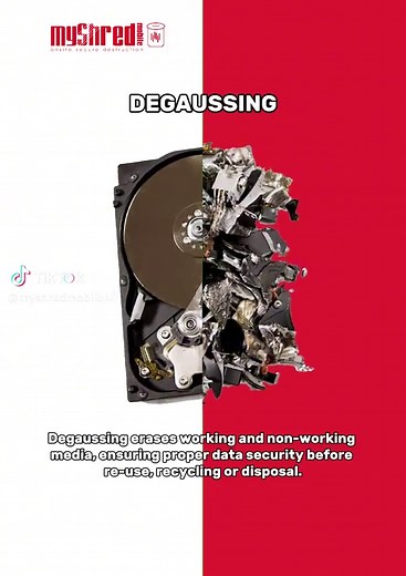 📑🗑️MyShred Mobile offers degaussing, a powerful bulk erasing method that permanently removes all data and formatting from tapes and hard drives. Using a strong magnetic field, degaussing alters the magnetic properties of the media in seconds, ensuring secure data erasure from both working and non-working media. This process is followed by physical destruction, which crushes the drives, providing visual confirmation of destruction and ensuring that data recovery is impossible. Ideal for secure 