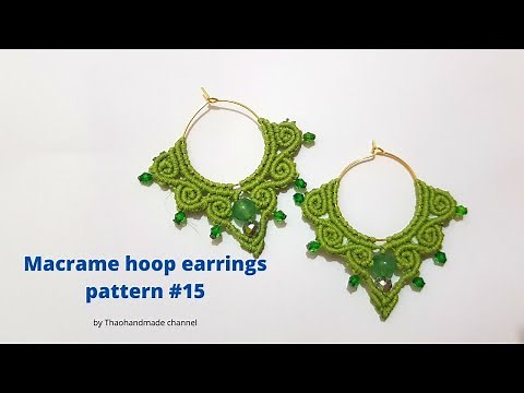 How to make a macrame hoop earrings DIY | pattern #15 by Thaohandmade channel