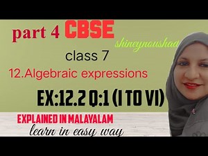 CBSE maths class 7 chapter 12 Algebraic expressions Ex:12.2 q:1(I to vi) in Malayalam