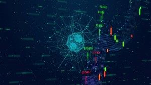 Financial data and stock market analysis animation over digital network visualization | Premium Stock Video Footage