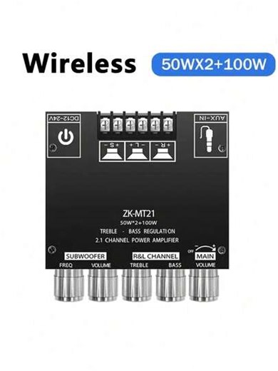 Module amplificateur numérique 2.1 canaux - Amplificateur de puissance haute fidélité avec contrôle des graves et des aigus, sortie caisson de basses, module audio compact adapté aux projets d'enceintes DIY | SHEIN