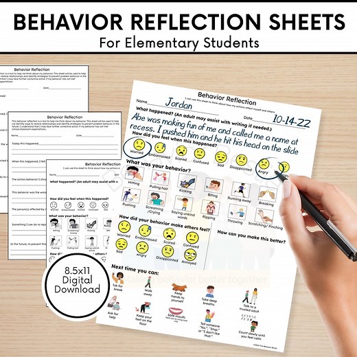 Elementary Behavior Reflection Sheets: Kid-friendly Think Sheet (digital Download) - Etsy