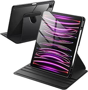 Amazon.com: JETech Rotating Case for iPad Pro 12.9-Inch (2022/2021/2020/2018) with Pencil Holder, 360 Degree Rotation Protective Stand Cover Clear Back, Auto Wake/Sleep (Black) : Electronics