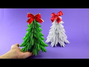 How to make a paper Christmas tree. 3D origami tutorial DIY
