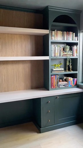 16K views · 111K reactions | Home office transformation complete! #diybuiltins #custombuiltins #archedbookcase #homeofficedesign | Selene Builds Things | Facebook