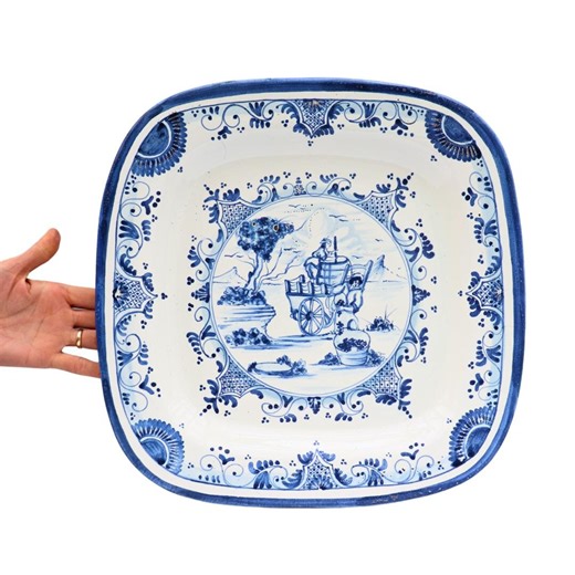 Very Large Square Delft Blue Hand-painted Charger 17th Century Style, 16'' - Etsy