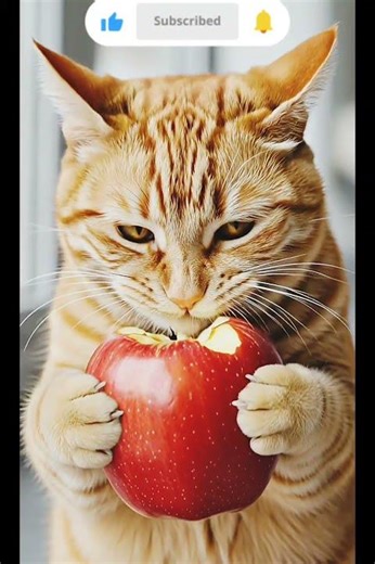 Cute Cat Eating Apple 🍎|Funny Cat Video|Adorable Kitty Enjoys Fruit Snack#CatEatingApple #cat#funny