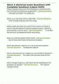 Block 2 electrical exam Questions with Complete Solutions Latest 2025