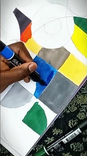 Colorful Abstract Geometry -Drawing with promarkers
