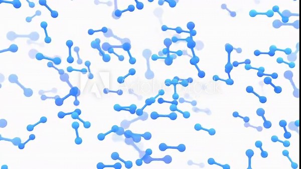 hydrogen molecules floating 3d animation. Can be used to represent a renewable and sustainable energy, chemistry particles structure or industrial electrolysis gas