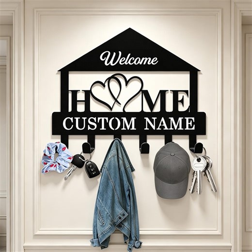 Custom Family Key Holder for Wall, Personalized Metal Key Rack, Name Sign, Coat Rack, Home Decor, Housewarming Gift, Entryway Organizer - Etsy
