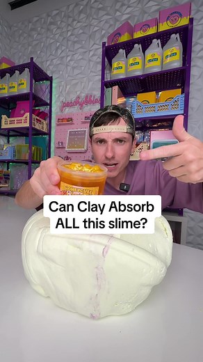 how many more slimes do you think this giant clay can absorb?! 🤔 Peachybbies.com restocks Friday at 7pm EST! ✨🎉
