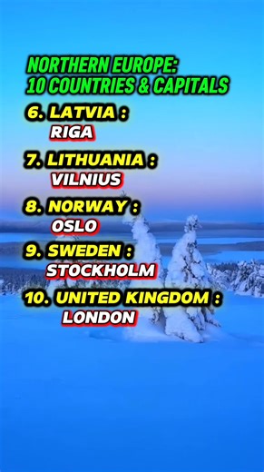 Northern Europe: 10 Countries & Capitals #europe #fyp #reels #viral #follower #followme | Loberto Jr Falculan