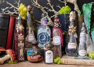 Magic Potion Bottles, Magic Potions, Altered Bottle Art, Fairy Magic, Good Magic, White Magic Potion Bottles, Apothecary Bottles, Assemblage - Etsy