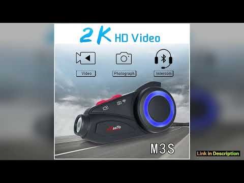 Maxto M3S DVR Interphone Motorcycle Helmet Headset Bluetooth Intercom Waterproof Lens WiFi 1440p