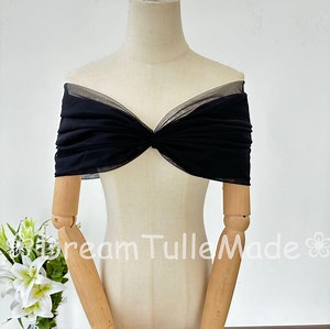 Black Tulle Bridal Wrap, off Shoulder Wedding Shrug, Detachable Sleeves - Etsy