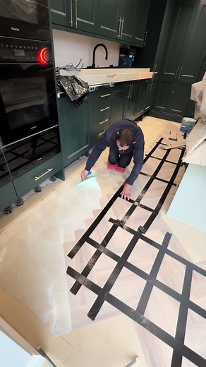 How to install flooring around an island in a kitchen #flooringexperts #herringbone #flooring #amtico #LVT