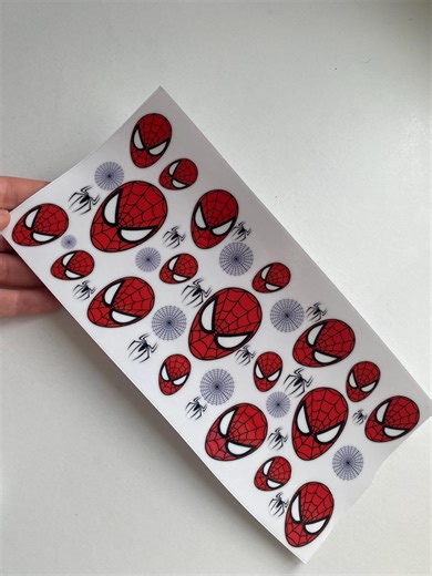 Make Your Own Cup UVDTF Transfer - Red and Black Spider Mask Spider Web - 16oz Cup Design | Cartoon Kids Heroes - Etsy