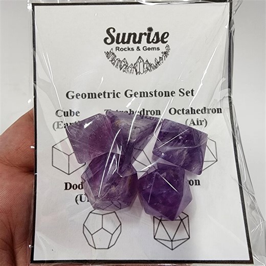 Amethyst Geometric Shape Set | Set of 5 Piece Amethyst Sacred Geometry | Cube, Tetrahedron, Octahedron, Dodecahedron, Icosahedron - Etsy