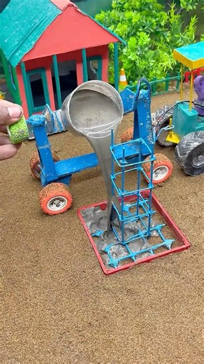 🚜🔥 Real Working Mini Tractor Cement Pillar Footing Making Machine #shorts #youtubeshorts