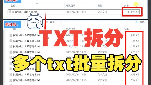 将TXT记事本拆分成多个小文件，小白也会，支持批量拆分多个txt文件！