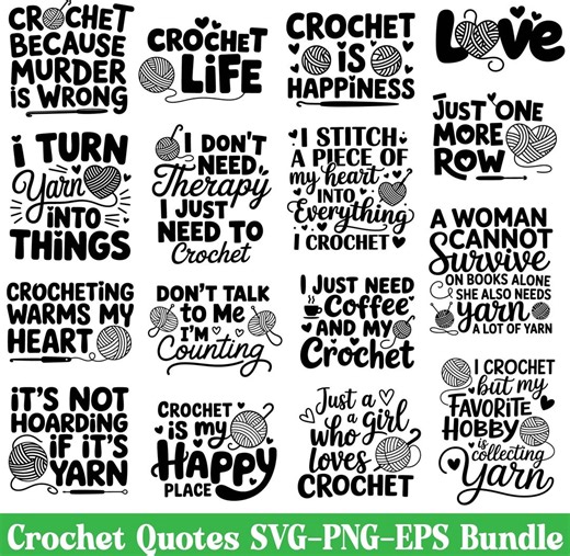 Crochet Quotes SVG Bundle, Svg, Crochet SVG Bundlecraft Room Decor, Yarn Svg, Cut File Cricut, Digital Files - Etsy UK