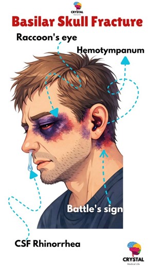 Crystal Medical Life|🏥| | Basilar Skull Fracture – classic external clues (illustrated) Not every fracture is visible on imaging at first glance-sometimes the face... | Instagram