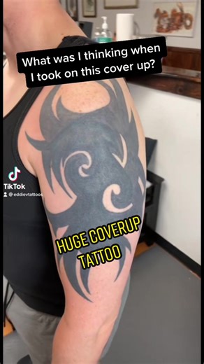 Just finished the final session on one of the biggest coverup tattoos I have ever done! #coverup #tattoo #ink #art #tattoocoverup #lasertattooremovel #eternalink #fkirons #dipcaps #stencilstufftattoo #fyp #plaguedoctor