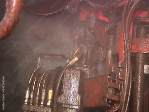 extraction of iron ore in underground mine by drilling machine Stock Video