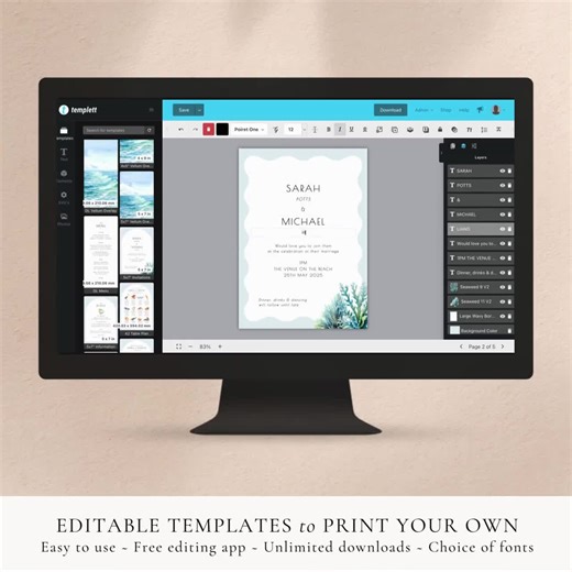 Editable Wedding Invitation Template. Instant Digital Download. Printable Wedding Invite. Ocean Waves, Fun Beach Invitation Bundle. OCE02 - Etsy