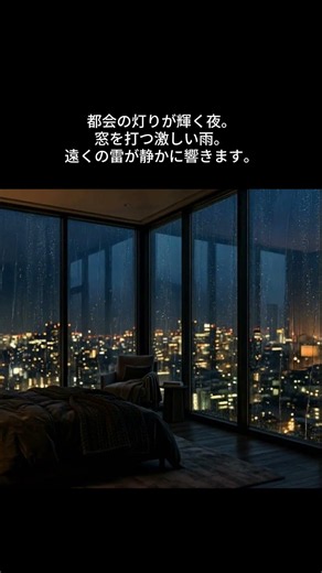 都会の夜景と豪雨、遠くで響く雷の音 #豪雨 #雷雨 #睡眠用 #RainSounds