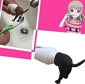 Pooping Dog Butt Toothpaste Topper,Funny Dog Pooping Toothpaste Cap,Creative Toothpaste Dispenser,Toothpaste Topper Funny Butt,Toothpaste Cap Dispenser Poop (Single Black)