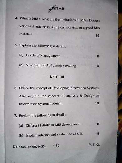 bca 5th semester management information system question paper december 2025 MDU Rohtak
