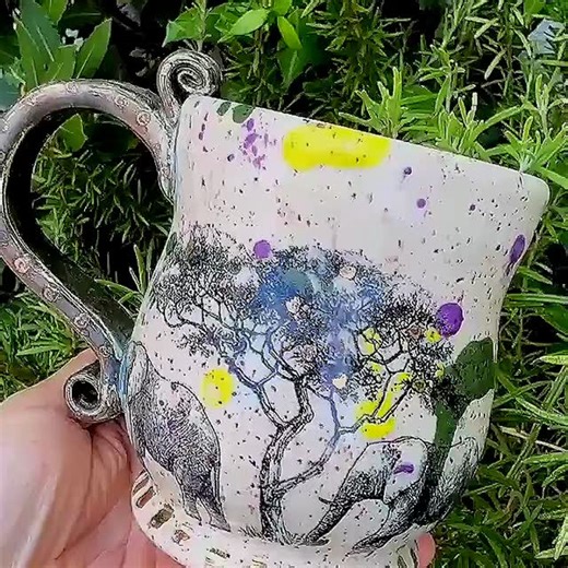 A one of a kind mug, inspired by a recent African safari. Direct link in comments. #elephant #elephants #ceramics #coffee #tea #christmasgifts #uniquegiftforher #uniquecoffeemug #handmade #handmadegifts #safari #etsy #pottery #giftfordad #giftformen | Manuela Marino Ceramic