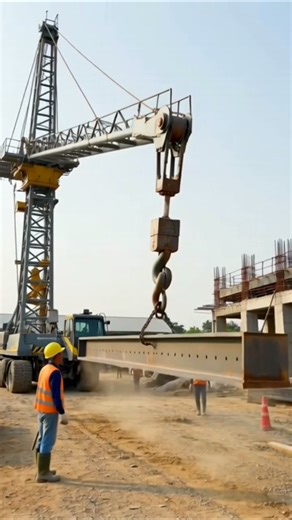 Crane pick up iron to building