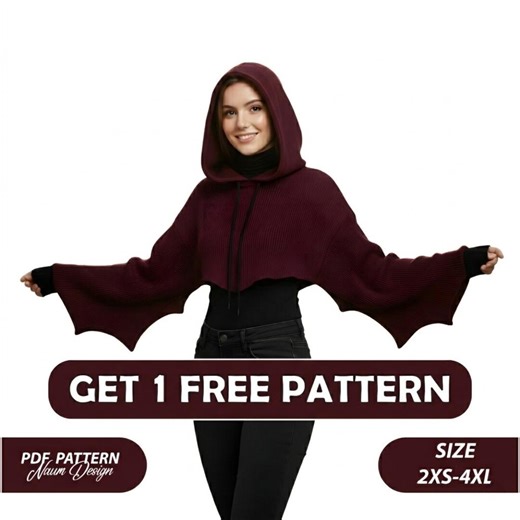 Batwing Hooded Shawl Pattern Digital Download Modern Oversized Wrap Knit Sewing PDF - Etsy