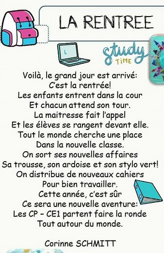La rentrée 😊poésie❤️ ecole cp ce1
