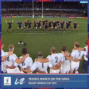 4️⃣2️⃣ Game. On. In front of an electric crowd at Eden Park before the #RWC2011 final, France Rugby march on the haka... | Rugby World Cup