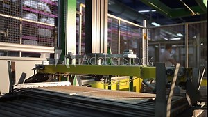 Automated production line in a factory producing ceramic tiles and porcelain stoneware. Factories And Industry Concept. Porcelain stoneware and ceramic tile factory, from inside.