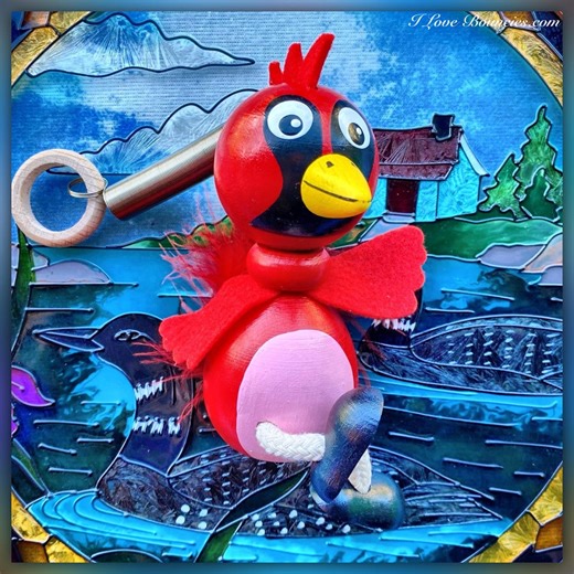 Wooden Cardinal Bouncie: Handmade Spring Toy, Ornamental Hanging Decor - Etsy