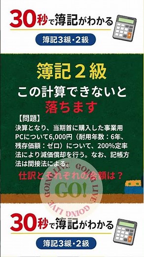 これできないと落ちる｜減価償却｜200%定率法｜仕訳 #簿記 #簿記2級 #仕訳 #減価償却