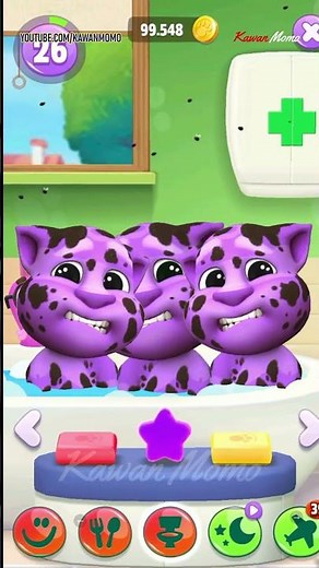My Talking Tom 2 VS My Talking Tom 2 || PURPLE Talking Tom - 3 Talking Tom in Bathtub Bathroom