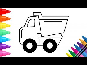How to draw dump truck step by step.Dump truck drawing and colouring for kids.
