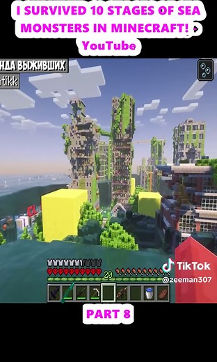 Surviving 10 Stages of Sea Monsters in Minecraft