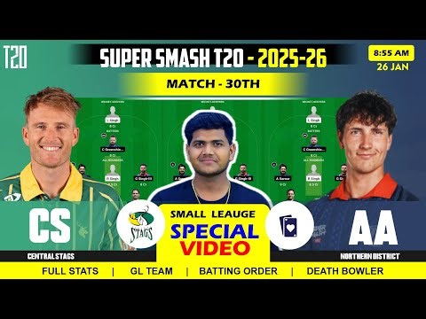 AA vs CS Dream11, AA vs CS Dream11 Prediction, Auckland vs Central Stags 30TH Super Smash T20 Match