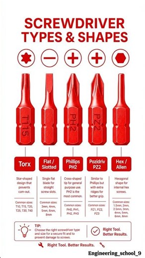 Screwdriver Types and Uses Explained | Torx, Flat, Phillips, Pozidriv & Hex Allen Guide ⚙️😱