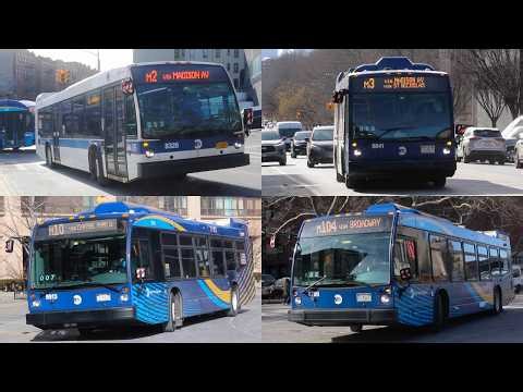 NYCT Bus: Assorted 2015 & 2022 Novabus LFS Snow Loan Action in Manhattan (M2, M3, M10, M11, M104)