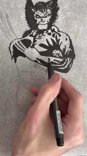Wolverine Samurai Speed Drawing | Black & White Character Art
